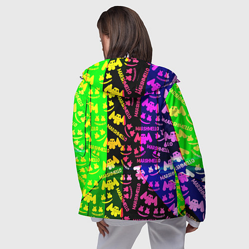 Женская ветровка Marshmello pattern neon steel / 3D-Белый – фото 4
