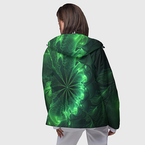 Женская ветровка Оптический зелёный фрактал / 3D-Белый – фото 4