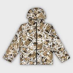 Женская ветровка Патерн новогодняя капибара в бежевом