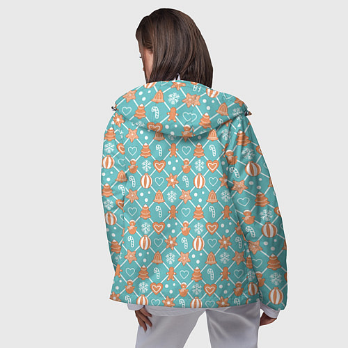 Женская ветровка Новогодний фон с печеньем / 3D-Белый – фото 4