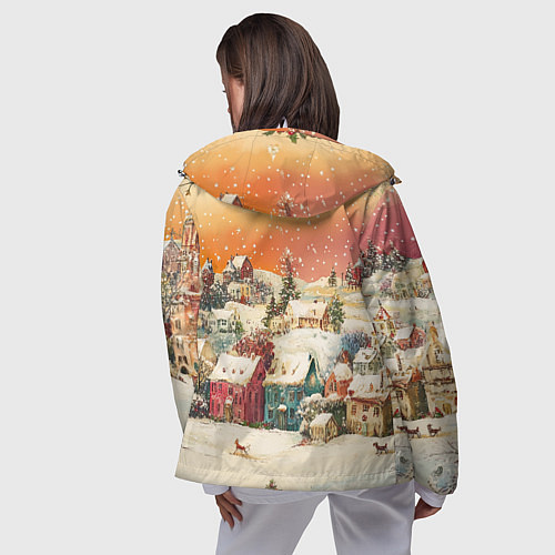 Женская ветровка Новогодний город из разноцветных домов / 3D-Белый – фото 4