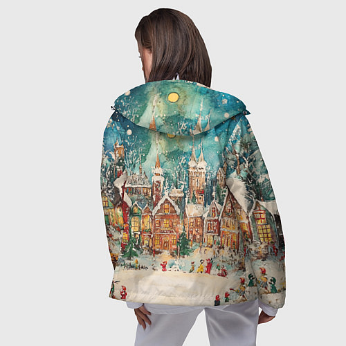 Женская ветровка Новогодний снежный город / 3D-Белый – фото 4