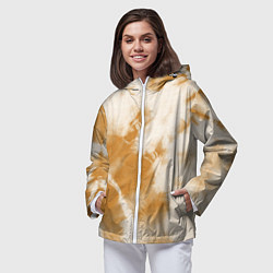 Ветровка с капюшоном женская Коричневый тай дай, цвет: 3D-белый — фото 2