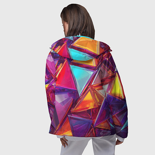 Женская ветровка Разноцветные треугольники 2 / 3D-Белый – фото 4