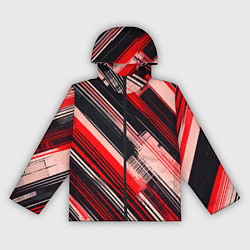 Женская ветровка Красные диагональные полосы на чёрном фоне