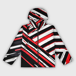 Женская ветровка Красно-белые диагональные полосы на чёрном фоне