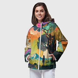 Ветровка с капюшоном женская На природе абстракция, цвет: 3D-белый — фото 2