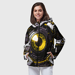 Ветровка с капюшоном женская Жёлтая сфера киберпанк, цвет: 3D-черный — фото 2