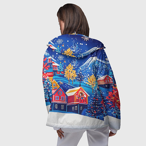 Женская ветровка Новогодний городок в горах / 3D-Белый – фото 4