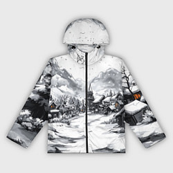 Ветровка с капюшоном женская Город в снегу перед новым годом, цвет: 3D-черный