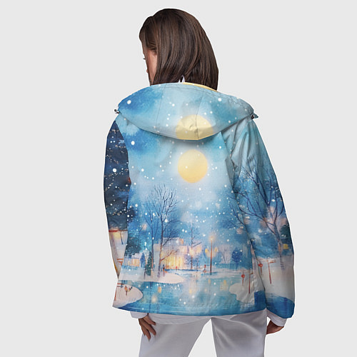 Женская ветровка Новогодняя атмосфера - акварель / 3D-Белый – фото 4