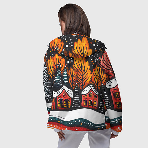 Женская ветровка Новогоднее настроение - домики и елки / 3D-Белый – фото 4