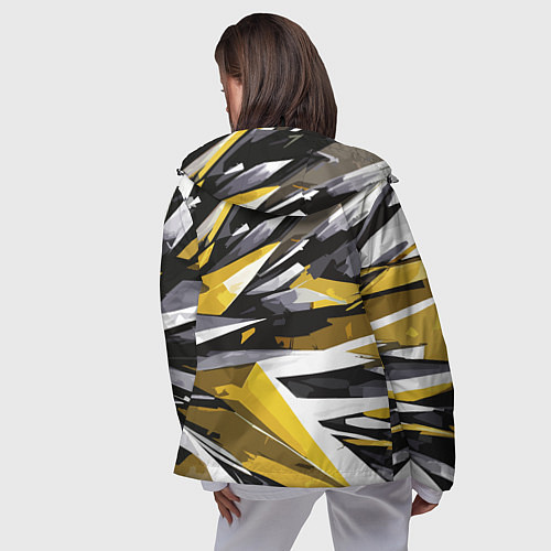 Женская ветровка Чёрно-жёлто-белая абстракция / 3D-Черный – фото 4