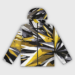 Ветровка с капюшоном женская Чёрно-жёлто-белая абстракция, цвет: 3D-черный