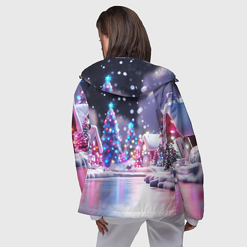 Женская ветровка Новогоднее настроение фонариков / 3D-Черный – фото 4