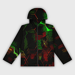 Женская ветровка Красно-зелёные точки и линии на чёрном фоне