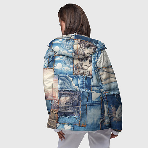 Женская ветровка Пэчворк с мотивами аниме / 3D-Белый – фото 4