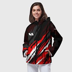 Ветровка с капюшоном женская Lixiang - красный языки пламени, цвет: 3D-черный — фото 2