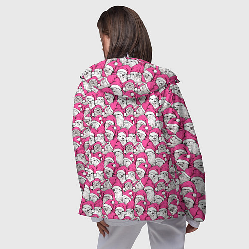 Женская ветровка Выдры новогодние в розовых колпаках / 3D-Белый – фото 4