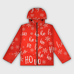 Ветровка с капюшоном женская Новый год ho ho ho, цвет: 3D-черный