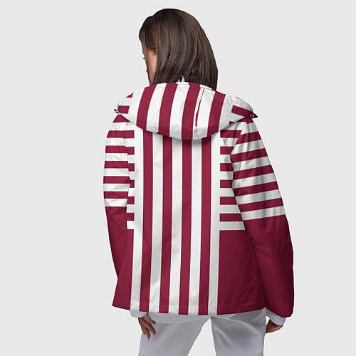 Женская ветровка Бело красный узор в полоску / 3D-Белый – фото 4
