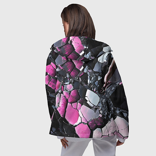 Женская ветровка Чёрно-розовый камень / 3D-Черный – фото 4