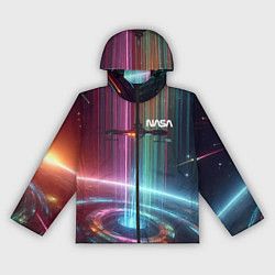 Женская ветровка Spaceship in the neon cosmos - nasa