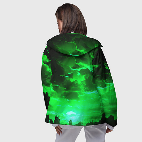 Женская ветровка Кислотный зелёный закат / 3D-Белый – фото 4