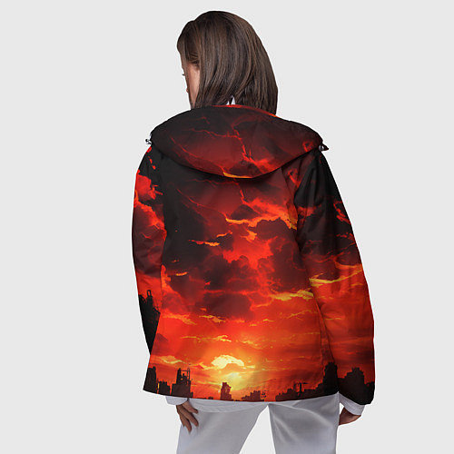 Женская ветровка Багровый апокалиптический закат / 3D-Белый – фото 4