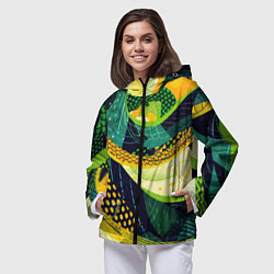 Ветровка с капюшоном женская Змеиный паттерн, цвет: 3D-черный — фото 2