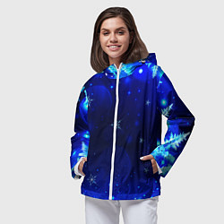 Ветровка с капюшоном женская Снежный узор, цвет: 3D-белый — фото 2