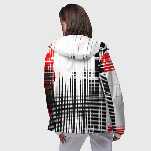 Женская ветровка Красно-чёрный гранж на белом фоне / 3D-Черный – фото 4