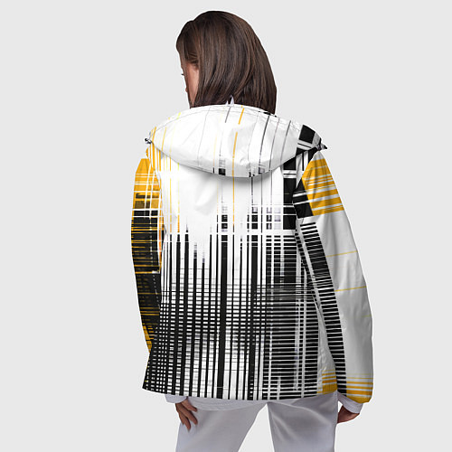 Женская ветровка Жёлто-чёрный гранж на белом фоне / 3D-Белый – фото 4