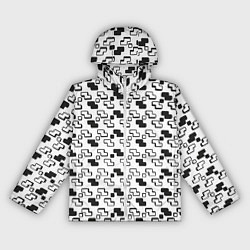 Ветровка с капюшоном женская Чёрно-белые фигуры на белом фоне, цвет: 3D-белый