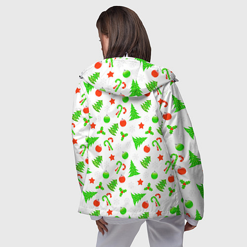 Женская ветровка Новогодний ёлочный паттерн / 3D-Белый – фото 4