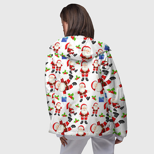 Женская ветровка Дед мороз веселится паттерн / 3D-Черный – фото 4