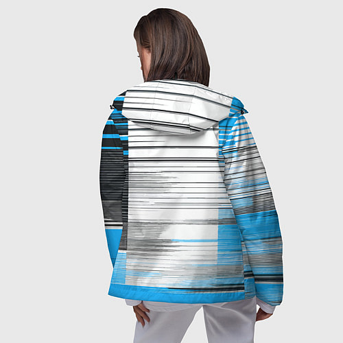 Женская ветровка Чёрные вертикальные полосы на сине-белом фоне / 3D-Черный – фото 4