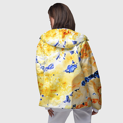 Женская ветровка Сине-золотая абстракция / 3D-Черный – фото 4