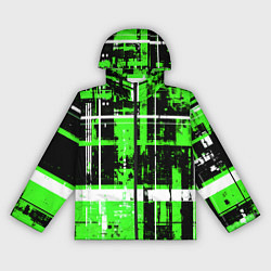 Женская ветровка Зелёно-белый гранж на чёрном фоне