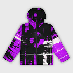 Ветровка с капюшоном женская Фиолетово-белый гранж на чёрном фоне, цвет: 3D-черный