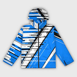 Женская ветровка Чёрно-белые глитч полосы на синем фоне