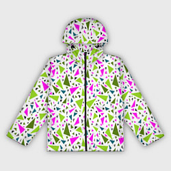 Женская ветровка Разноцветные неоновые треугольники на белом фоне
