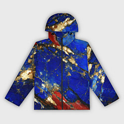 Женская ветровка Золотой и красный минерал в синем камне