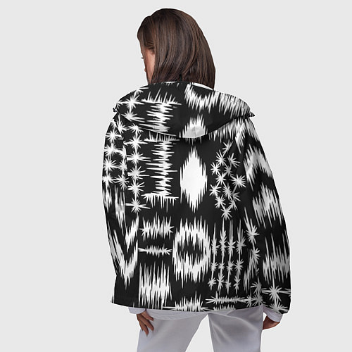 Женская ветровка Штриховка - геометрическая абстракция / 3D-Черный – фото 4