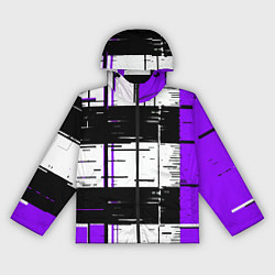 Ветровка с капюшоном женская Чёрные и фиолетовые полосы на белом фоне, цвет: 3D-черный