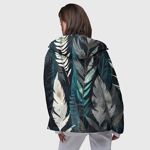 Женская ветровка Перья и листья / 3D-Черный – фото 4