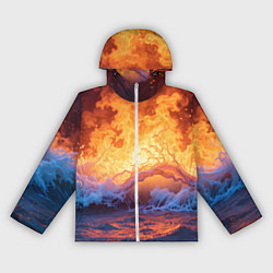 Ветровка с капюшоном женская Стихия огня и воды, цвет: 3D-белый
