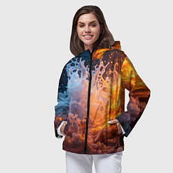 Ветровка с капюшоном женская Брызги воды и огня, цвет: 3D-черный — фото 2
