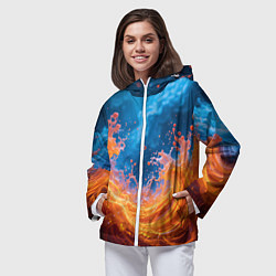 Ветровка с капюшоном женская Яркое пламя в воде, цвет: 3D-белый — фото 2