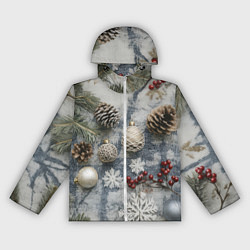 Женская ветровка Новогодние игрушки и шишки